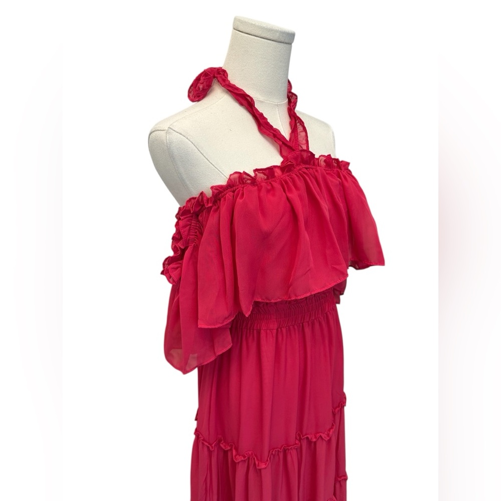 Misa Los Angeles Elegant Pink Fuchsia Off-Shoulder Maxi Dress Size XS NWT $425 - Picture 3 of 8